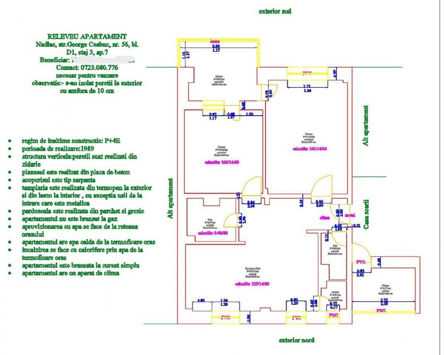 Apartament 3 camere in bloc Digi Nadlac