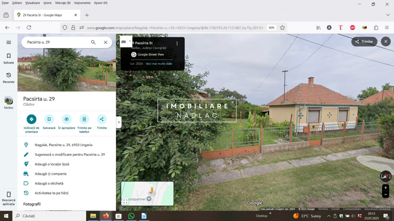 Casa 2 camere + anexe in Ungaria Nadlacul Nou 500m de granita cu Romania