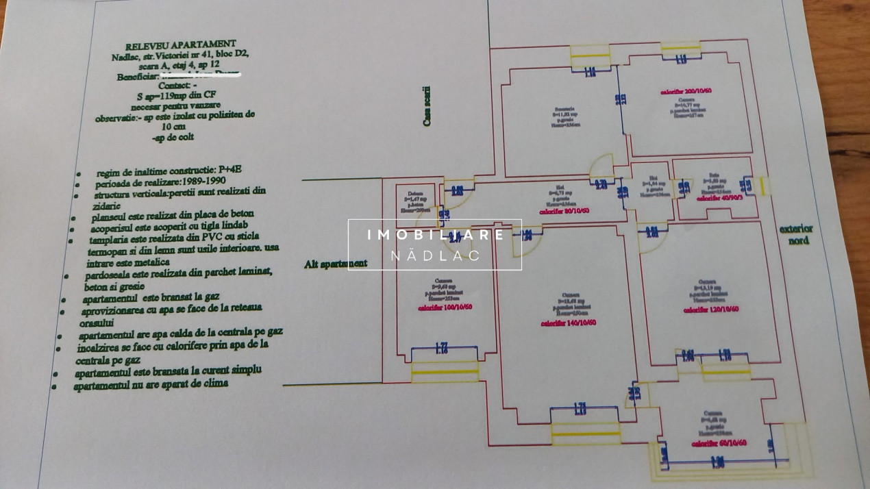 Apartament 4 camere  decomandate cu vedere pe doua parti in Nadlac