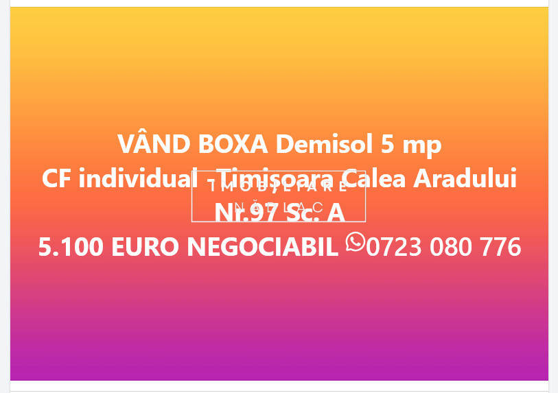 Boxa la demisol 5mp Calea Aradului Timișoara